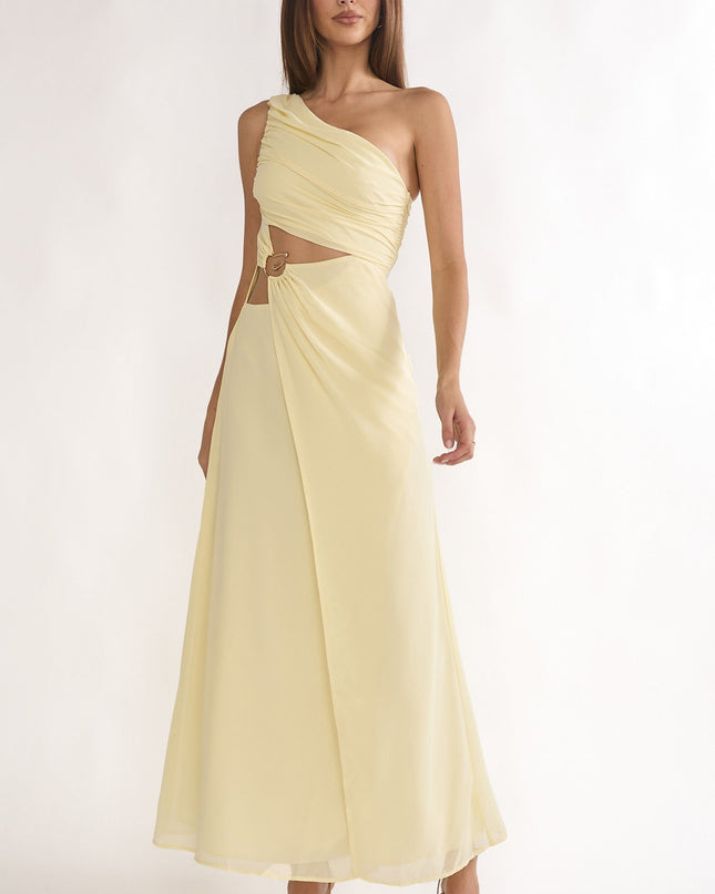 Butter One-Shoulder Cut-Out Waist Maxi Dress