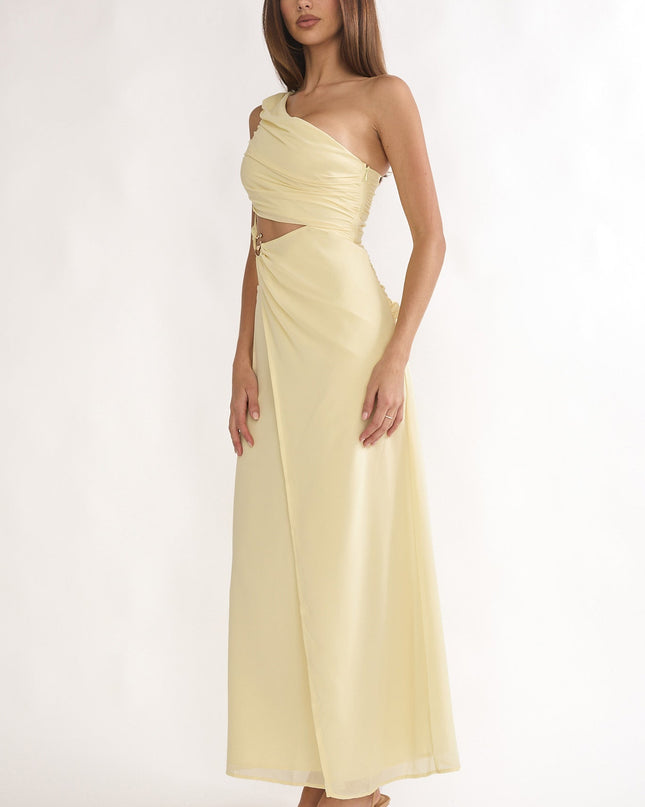 Butter One-Shoulder Cut-Out Waist Maxi Dress