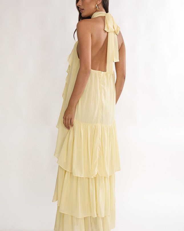 Butter Layered Ruffle Halterneck Maxi Dress