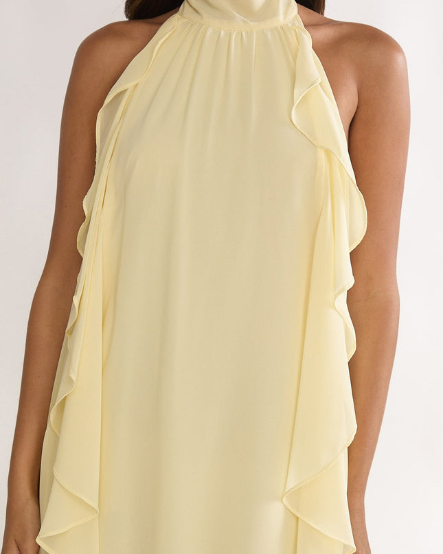 Butter Layered Ruffle Halterneck Maxi Dress