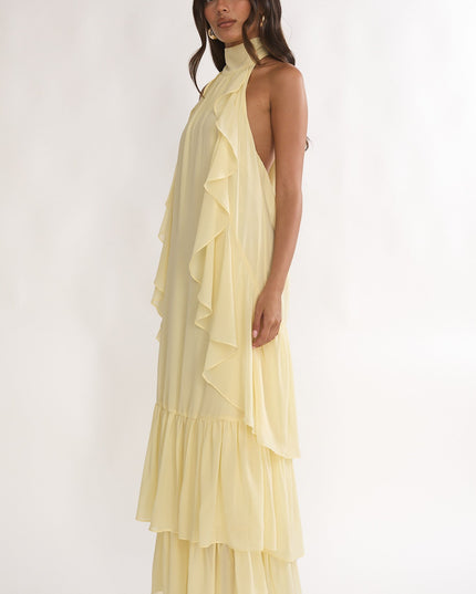 Butter Layered Ruffle Halterneck Maxi Dress