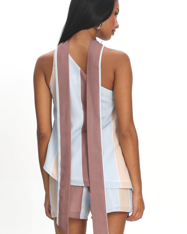Stripe One Shoulder Top