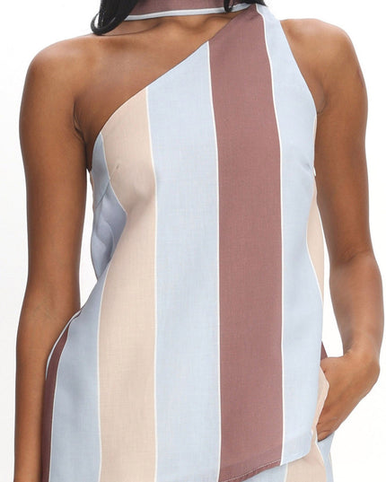 Stripe One Shoulder Top
