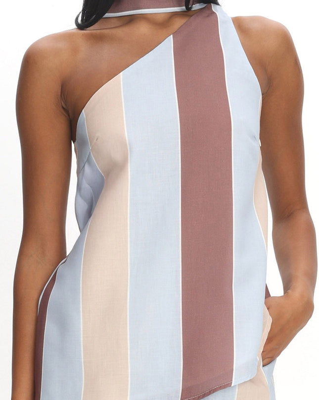 Stripe One Shoulder Top