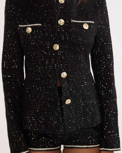Gold Gold Button Tweed Jacket Black