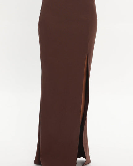Chocolate Front Split Maxi Skirt