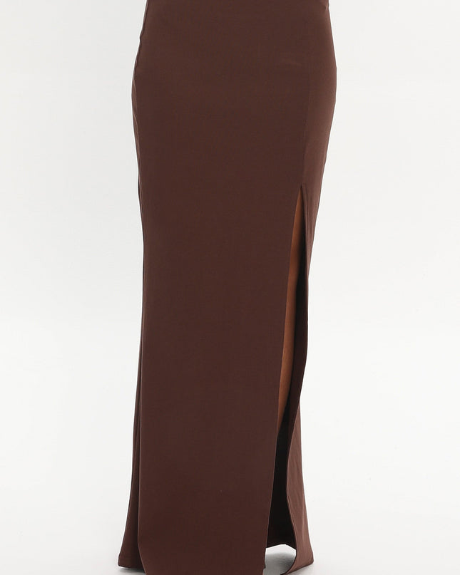 Chocolate Front Split Maxi Skirt