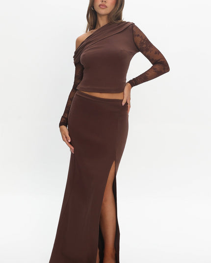 Chocolate Front Split Maxi Skirt