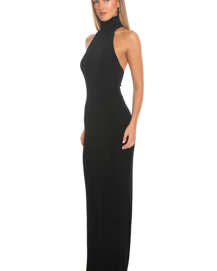 Black High Neck Maxi Dress