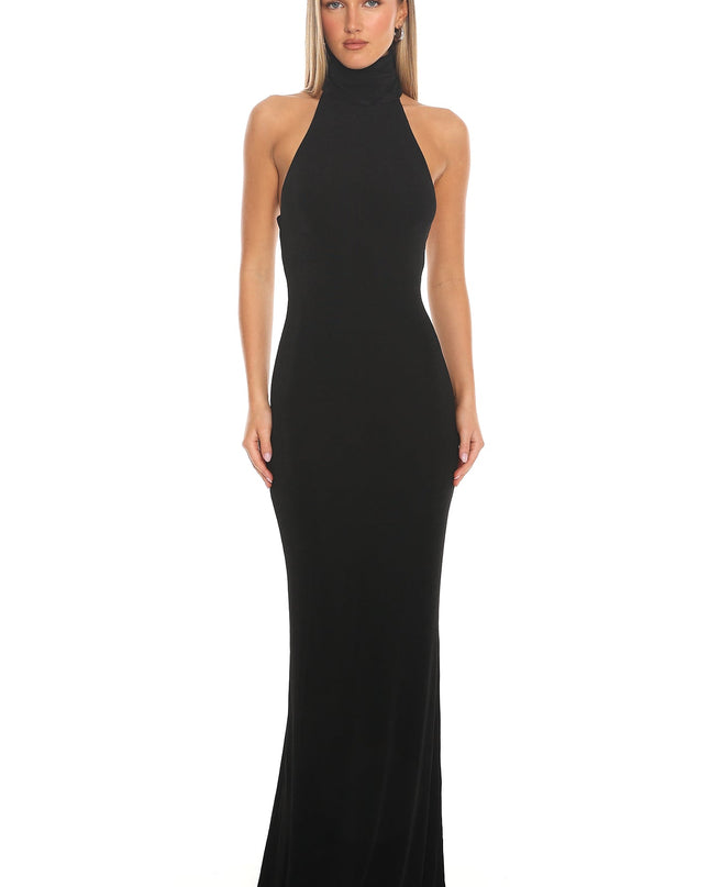 Black High Neck Maxi Dress