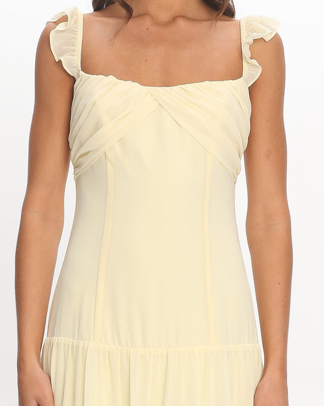 Butter Drop Waist Ruffle Maxi Dress