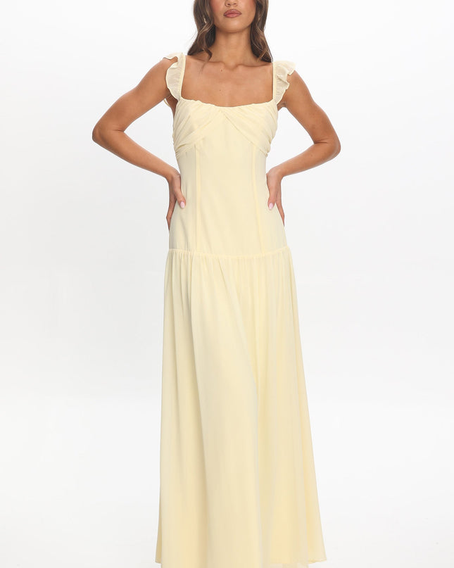 Butter Drop Waist Ruffle Maxi Dress