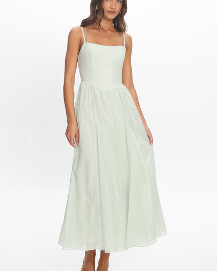 Sage Scoop Neck Midi Dress