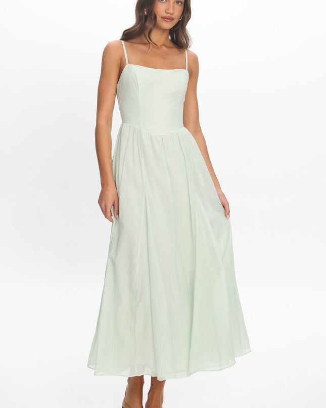 Sage Scoop Neck Midi Dress