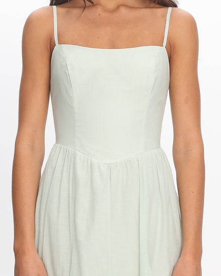Sage Scoop Neck Midi Dress
