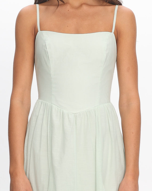 Sage Scoop Neck Midi Dress