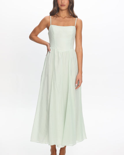 Sage Scoop Neck Midi Dress