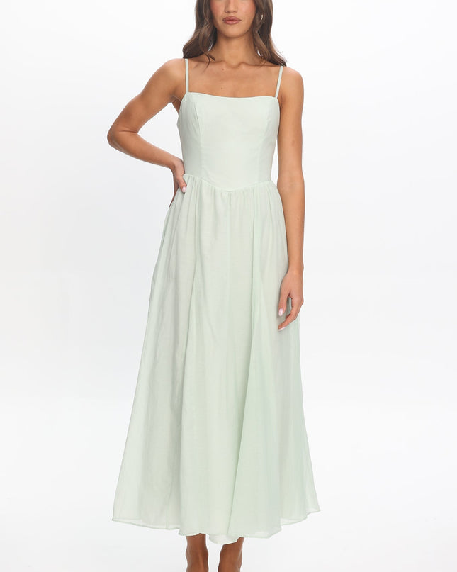 Sage Scoop Neck Midi Dress
