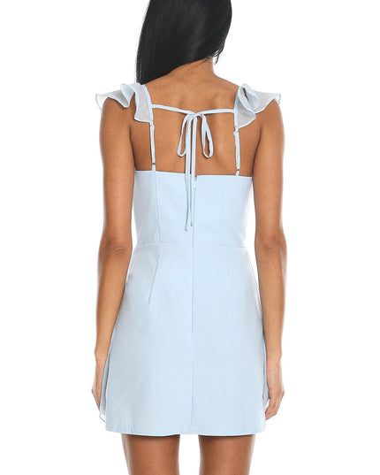 Baby Blue Ruffle Front Mini Dress