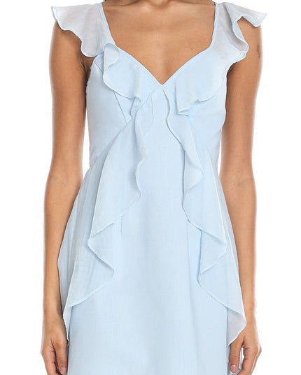Baby Blue Ruffle Front Mini Dress