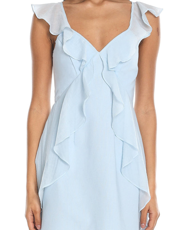 Baby Blue Ruffle Front Mini Dress