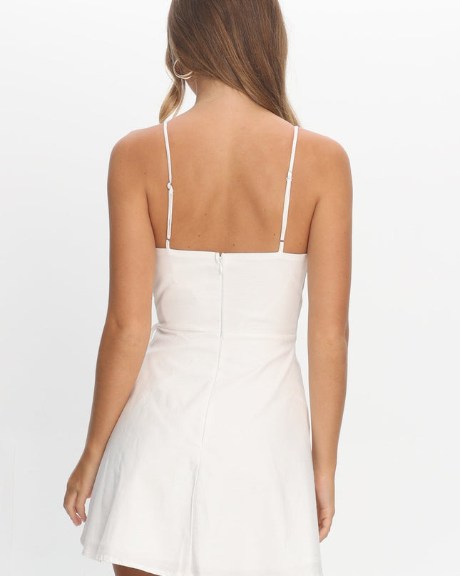 White Wrap Ruffle Mini Dress