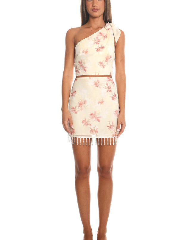 Cream Knot Shoulder Crop Top