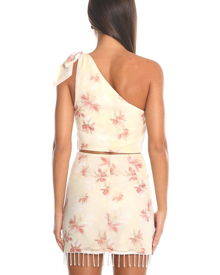 Cream Knot Shoulder Crop Top