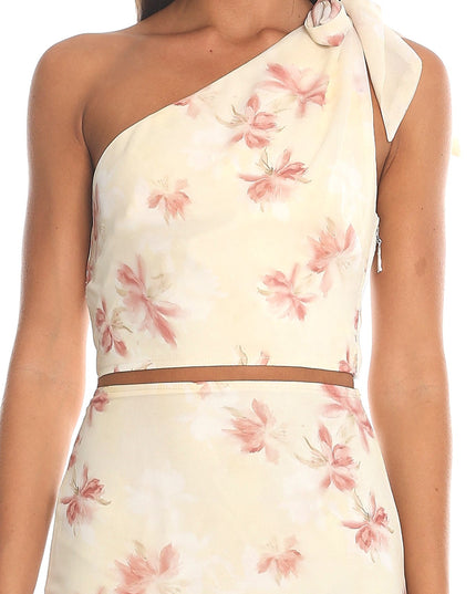 Cream Knot Shoulder Crop Top