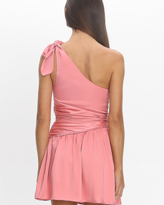 Pink One-Shoulder Mini Dress
