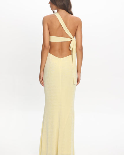 Yellow Cut-Out Lace Trim Maxi Dress