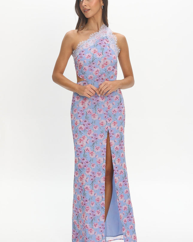 Blue One Shoulder Maxi Dress