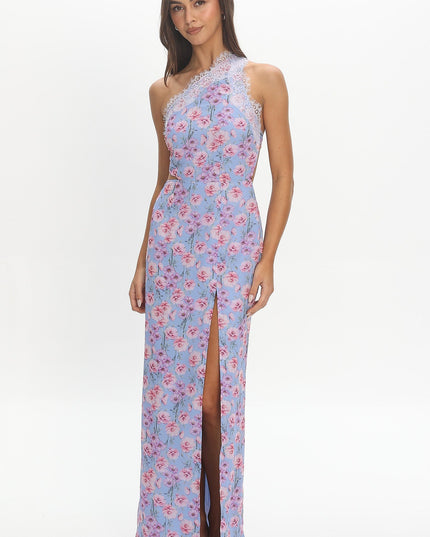 Blue One Shoulder Maxi Dress