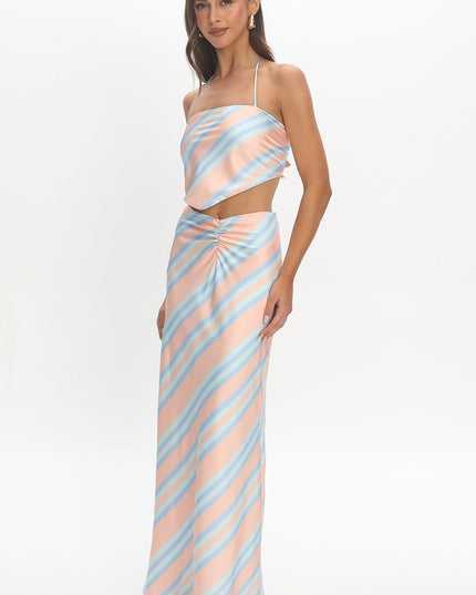 Aqua Halter Top Striped