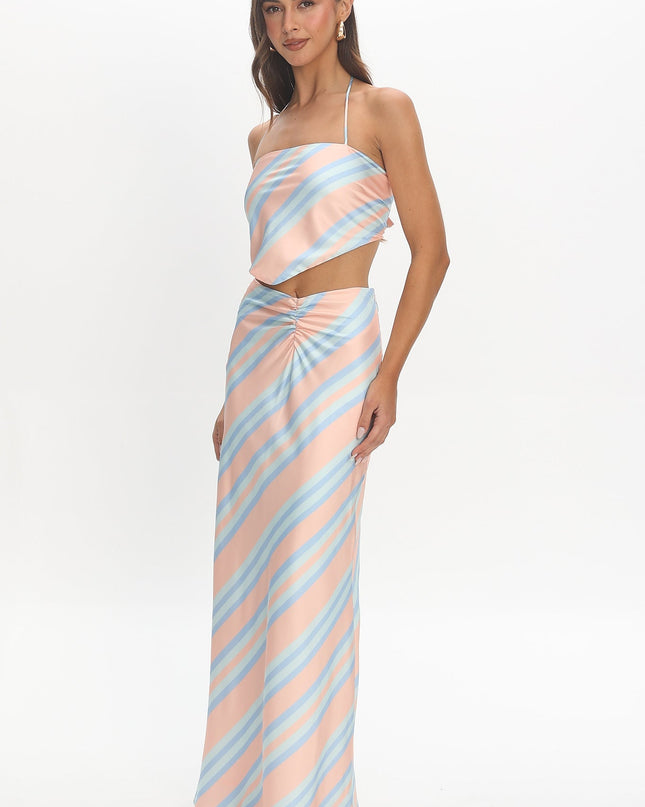 Aqua Halter Top Striped