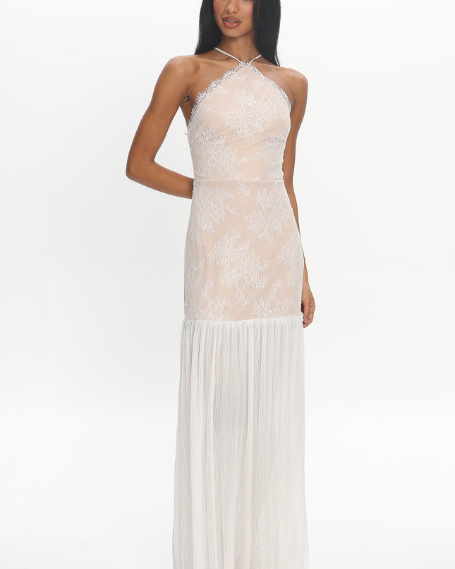 White Soft Landing Halter Maxi Dress