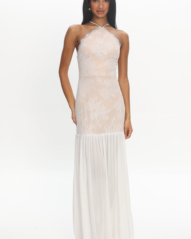 White Soft Landing Halter Maxi Dress