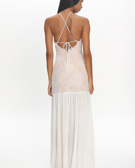 White Soft Landing Halter Maxi Dress