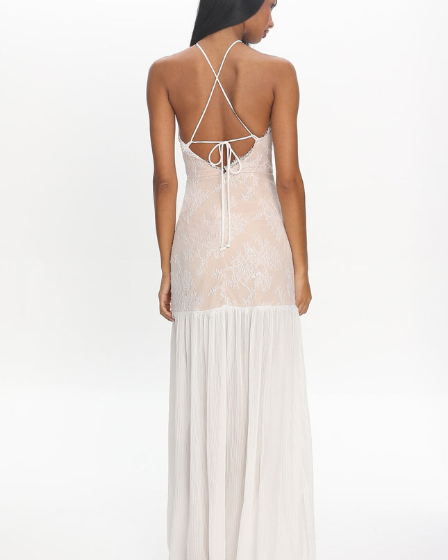 White Soft Landing Halter Maxi Dress