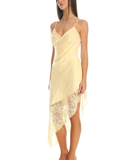 Yellow Champagne Kiss Lace Hem Dress