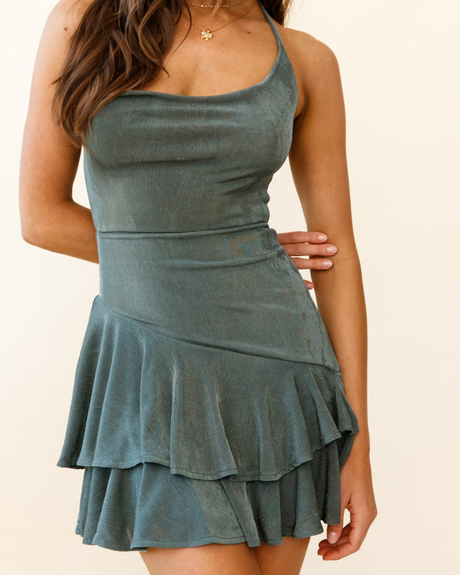 Forest Green The Night Cowl Halterneck Dress
