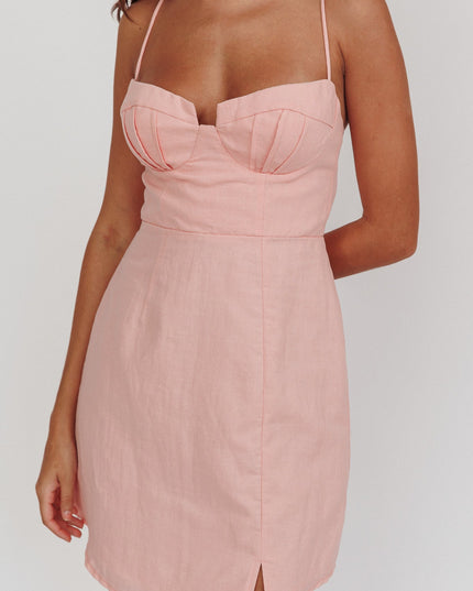 Pink Structured Detail Bust Cami Strap Dress