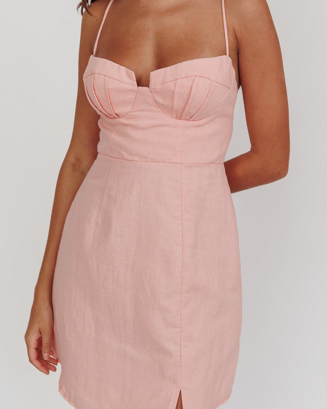 Pink Structured Detail Bust Cami Strap Dress