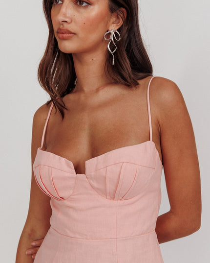 Pink Structured Detail Bust Cami Strap Dress
