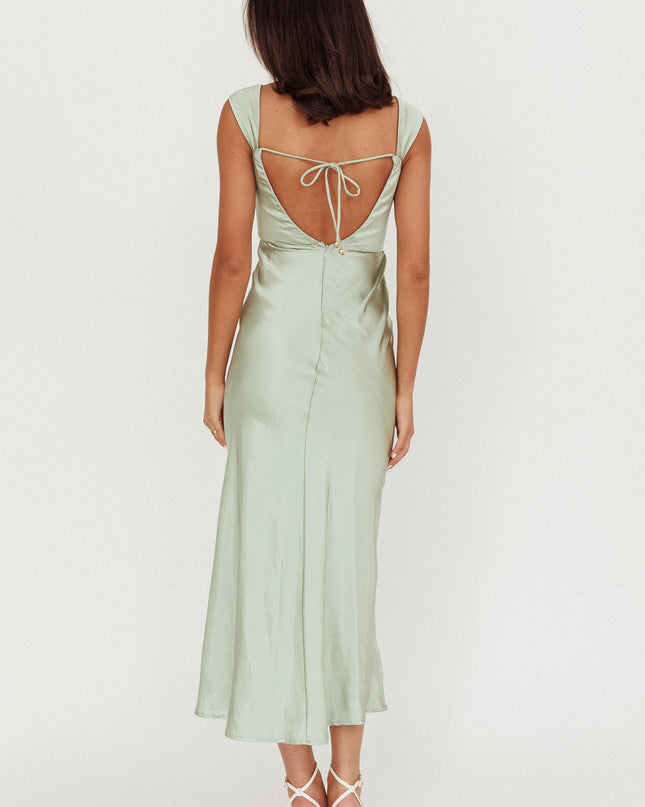Sage Off-Shoulder V-Back Dress