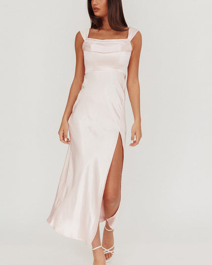 Blush Off-Shoulder V-Back Dress