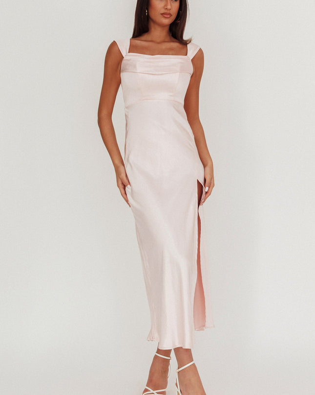 Blush Off-Shoulder V-Back Dress