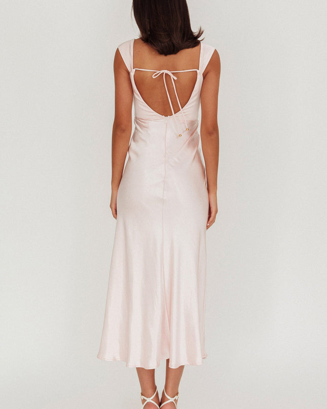 Blush Off-Shoulder V-Back Dress