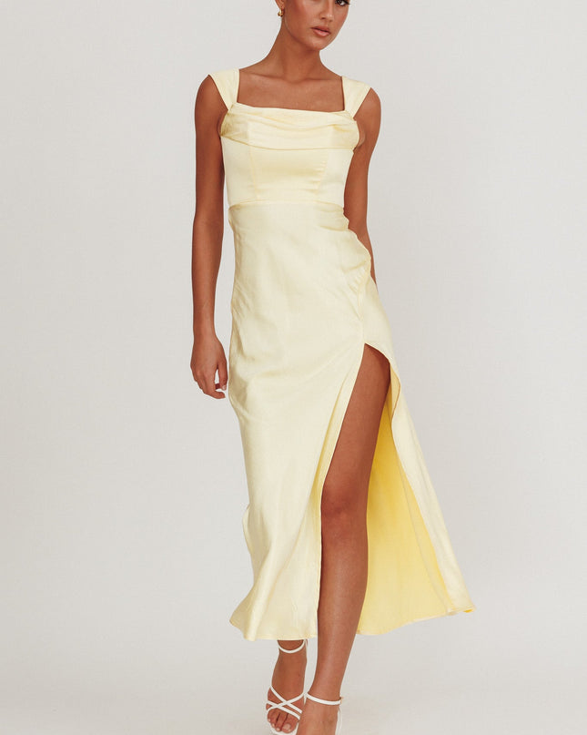 Butter Off-Shoulder V-Back Dress