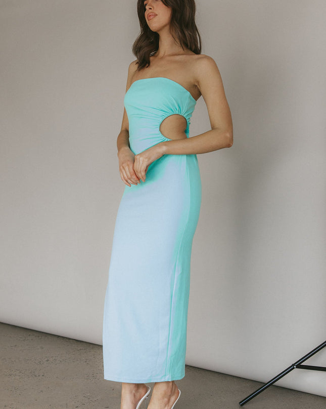 Mint Strapless Cut-Out Midi Dress